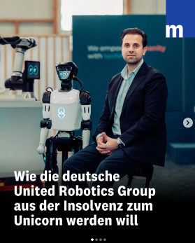 United Robotics Group humanoid programme — featured in German manufacturing press.